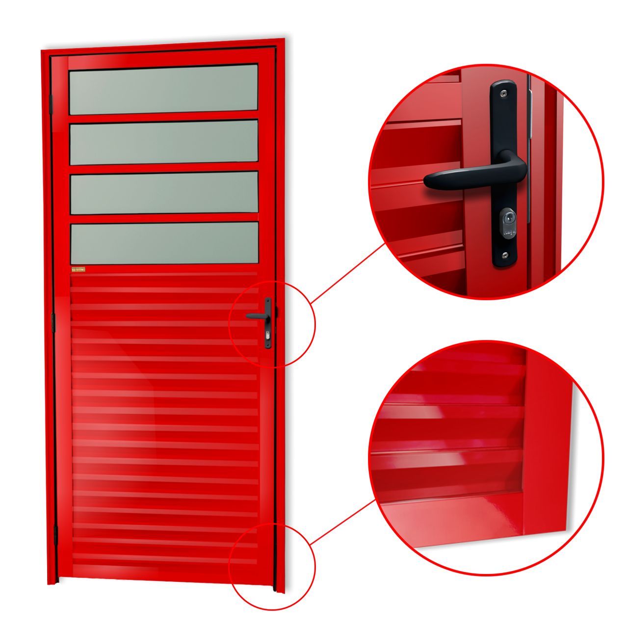 Porta de Alumínio Cozinha Linha Super-25 vermelho
