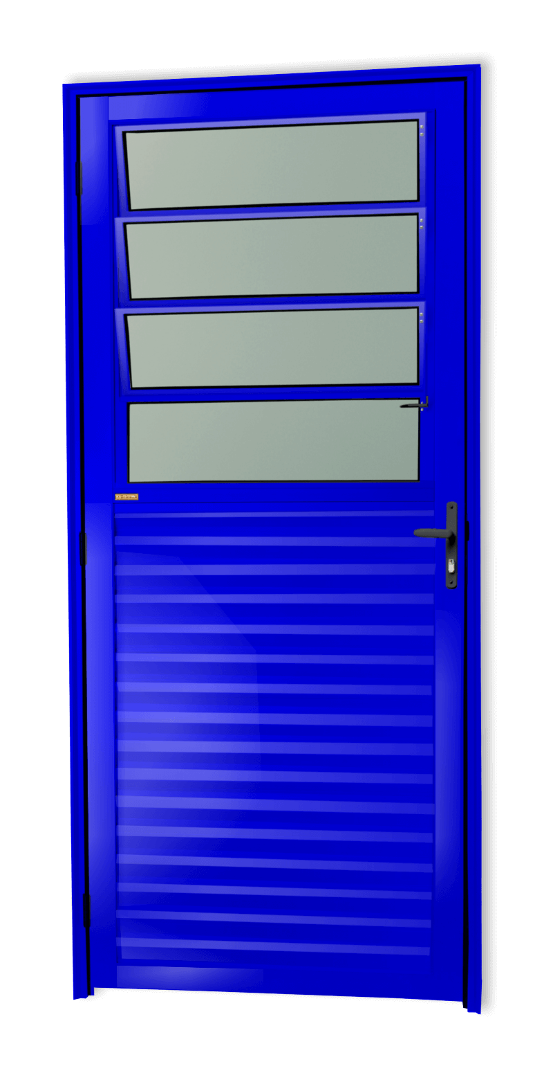 Porta de Alumínio Basculante Linha Super-25 Azul