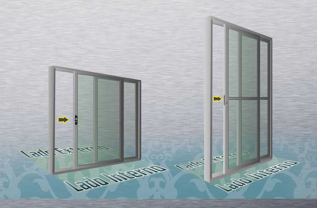 lado de abertura de janelas e portas correr balcao com 2 ou 3 Folhas