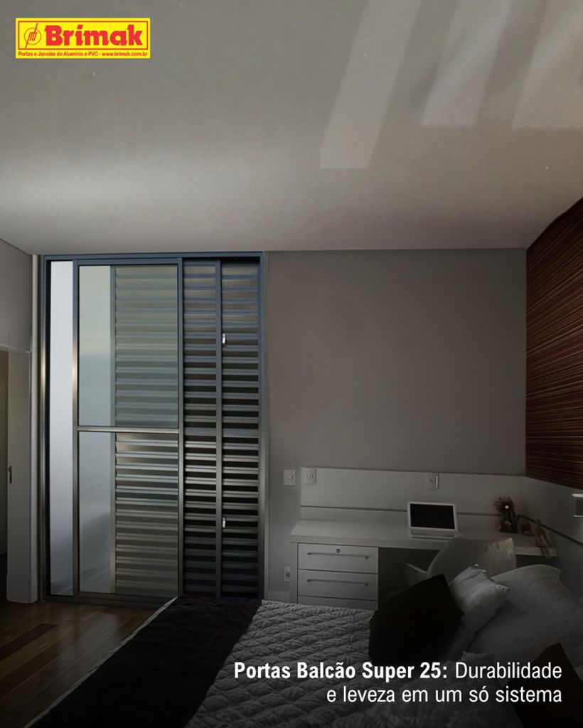 Porta Balcão Veneziana Super 25 Preta