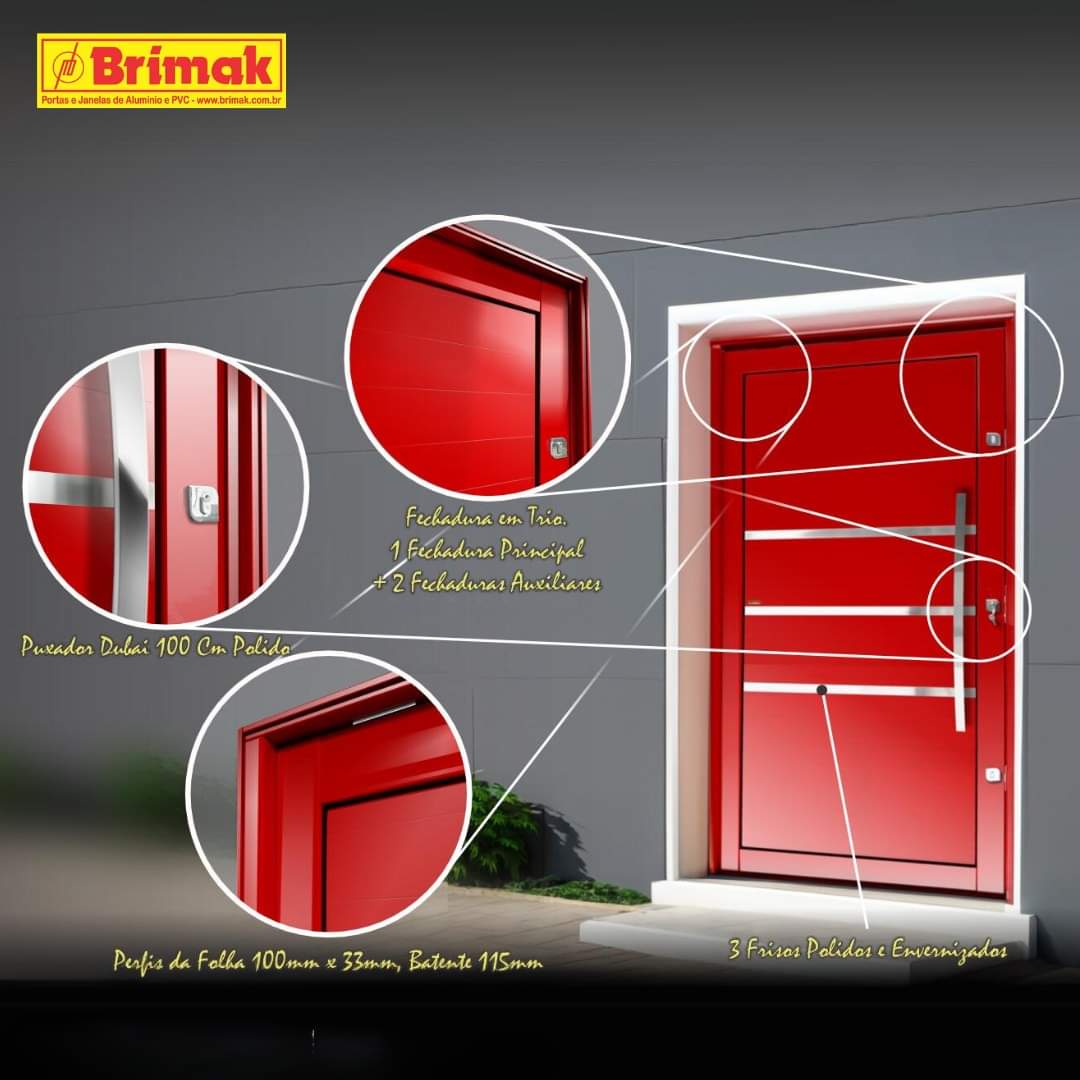 Porta Pivotante Evolution Vermelha em Alumínio