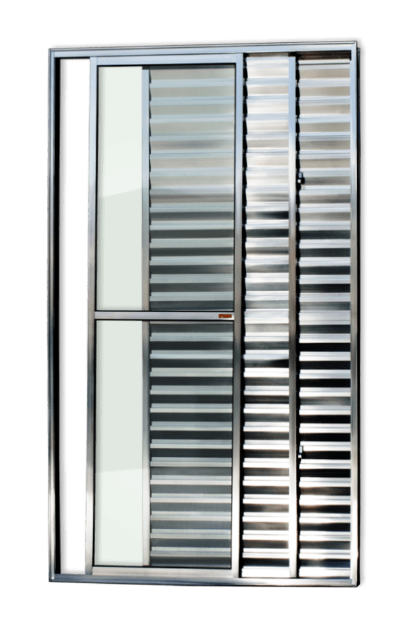 Porta Balcão de Alumínio 3 Folhas Brilhante