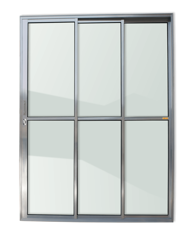 Porta Correr de Alumínio 3 Folhas Brilhante