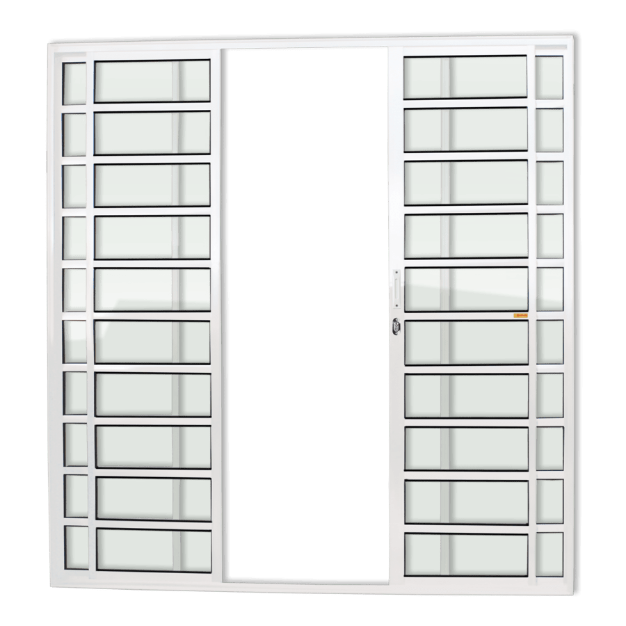 Porta Correr c/travessas de Alumínio 4 Folhas Branco