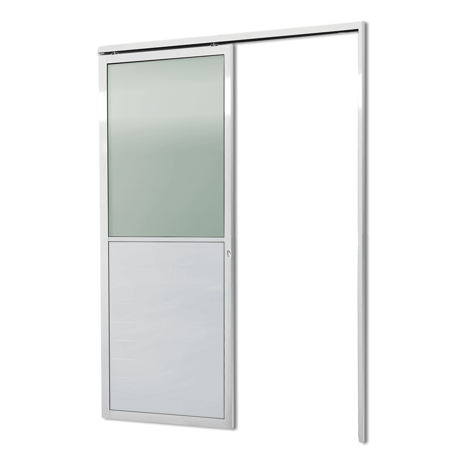 Porta de Alumínio Suspensa Meia Lambril Linha L-25 Branco