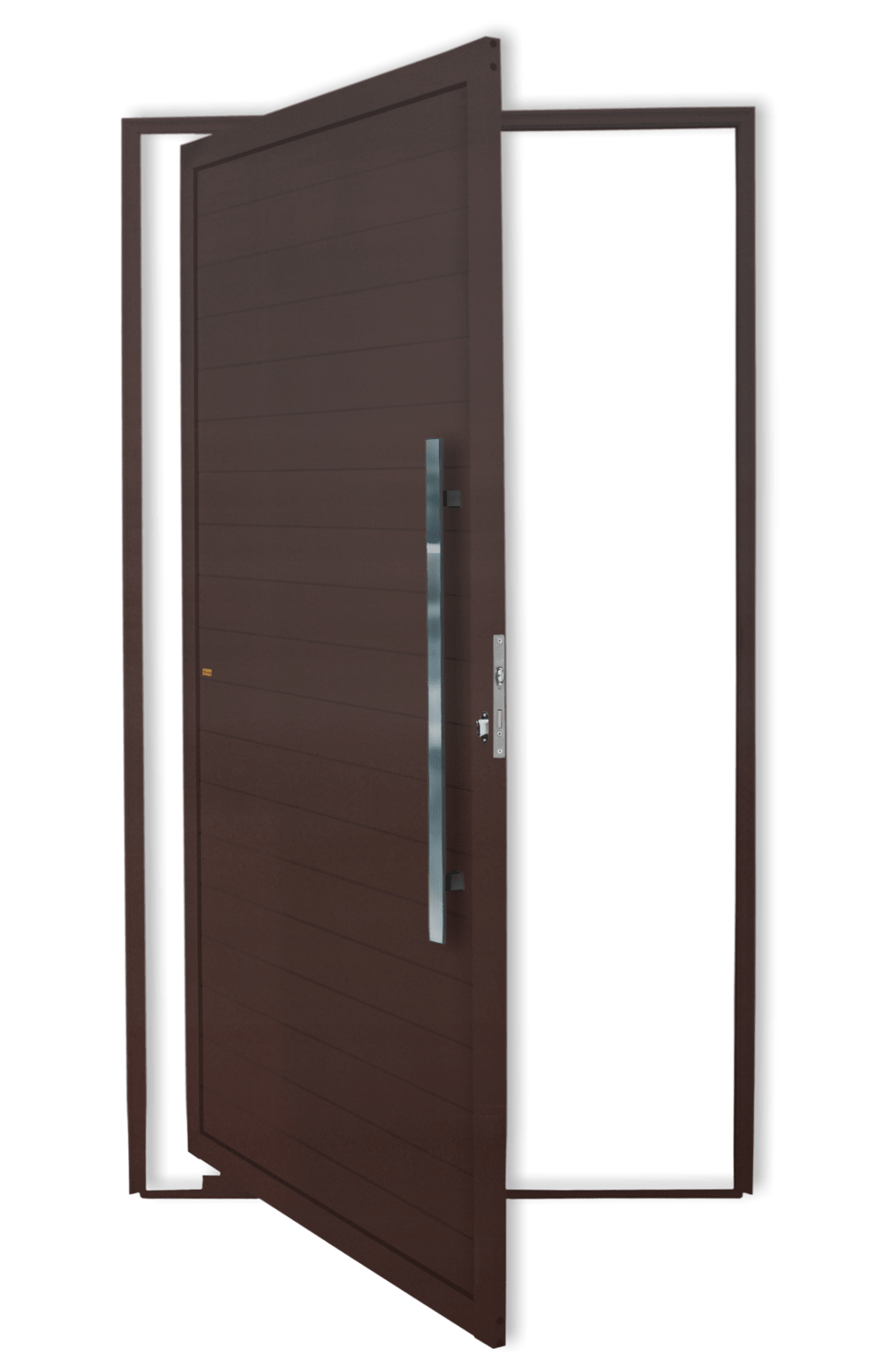 Porta Pivotante de Alumínio Lambril c/Puxador Linha Super-25 Corten