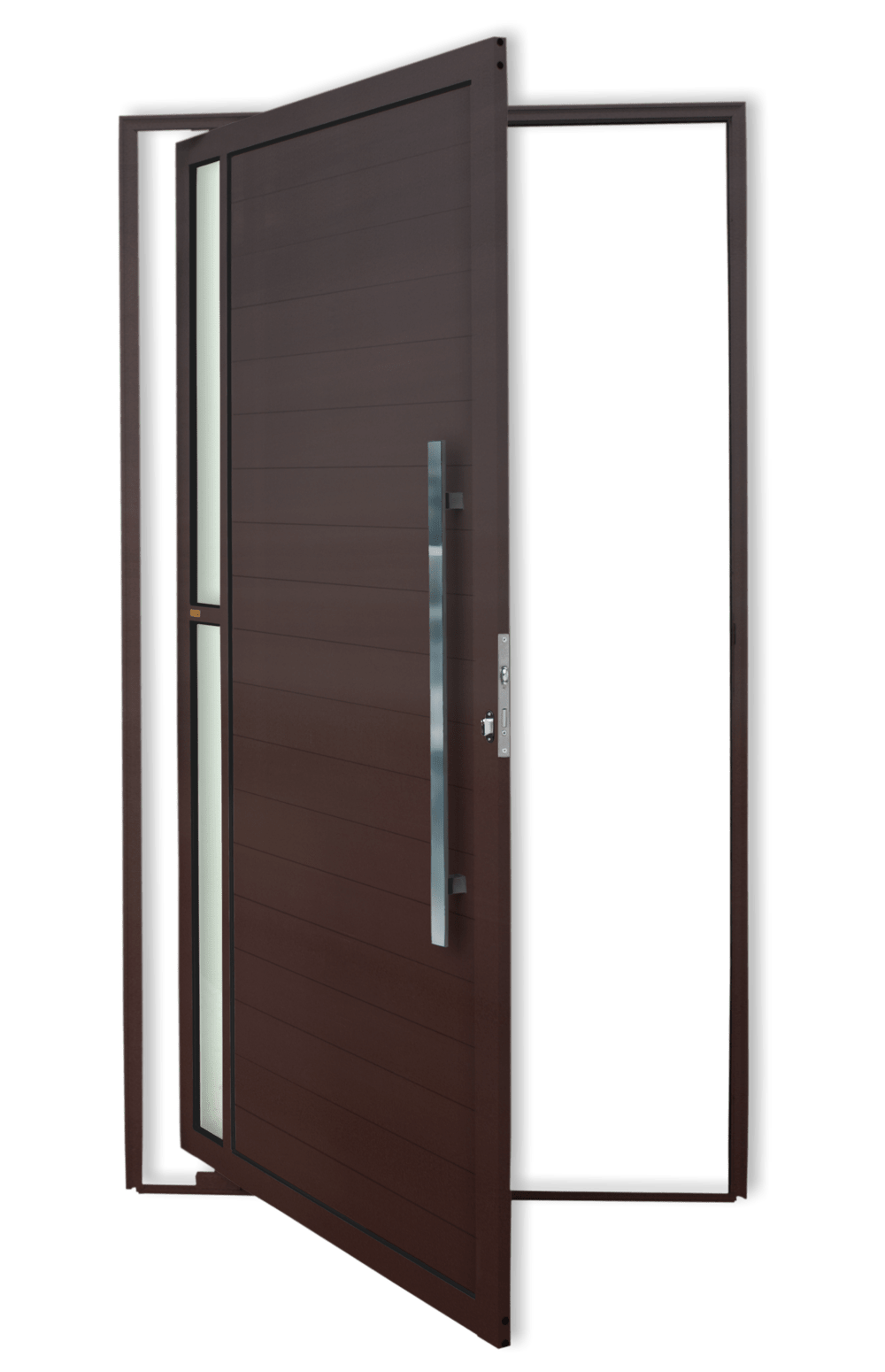 Porta Pivotante de Alumínio Visione c/Puxador Linha Super-25 Corten