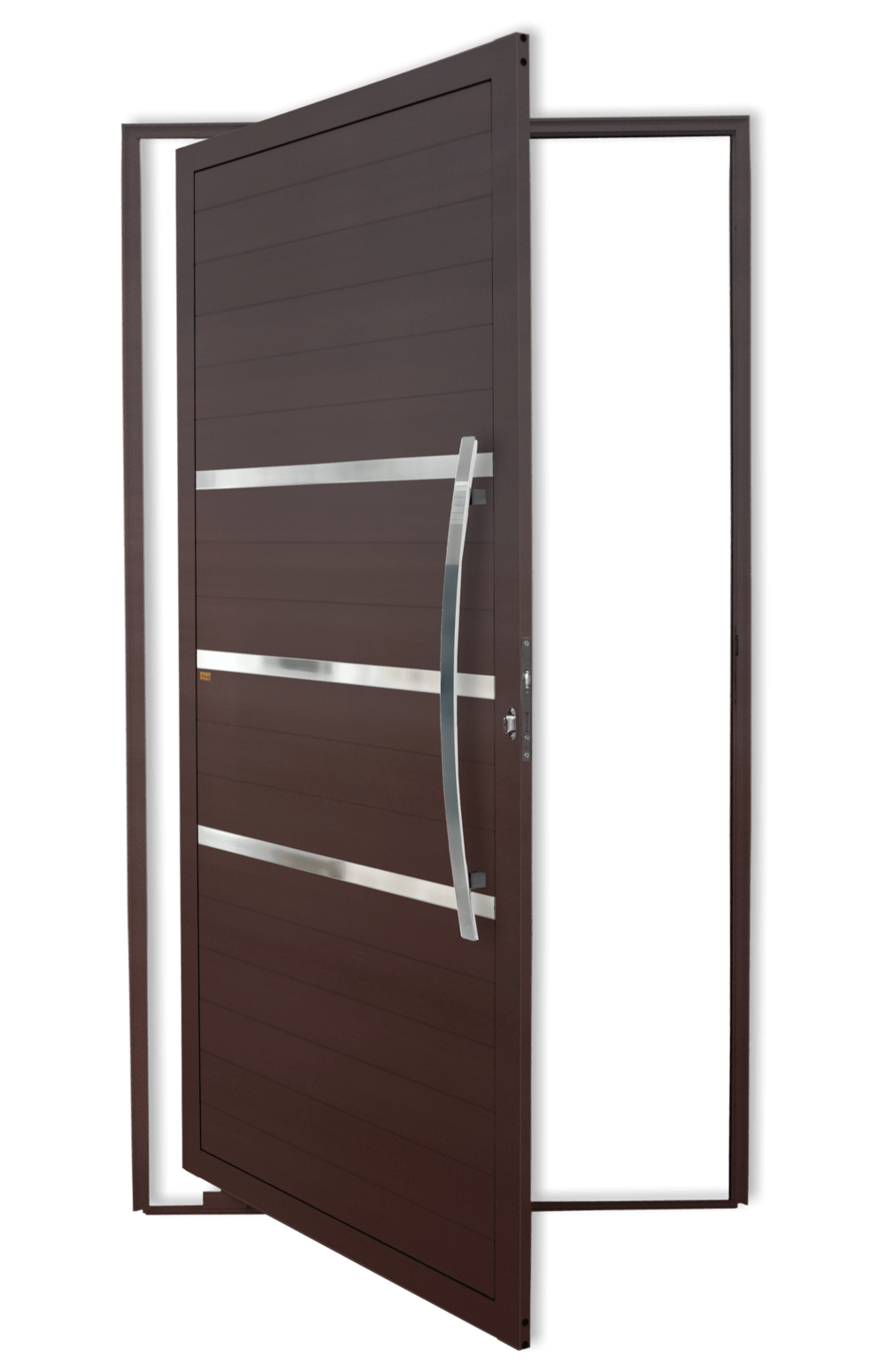 Porta Pivotante de Alumínio Evolution c/Puxador Linha Super-25 Corten