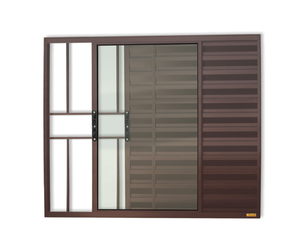 Veneziana de Alumínio 3 Folhas com grade Corten