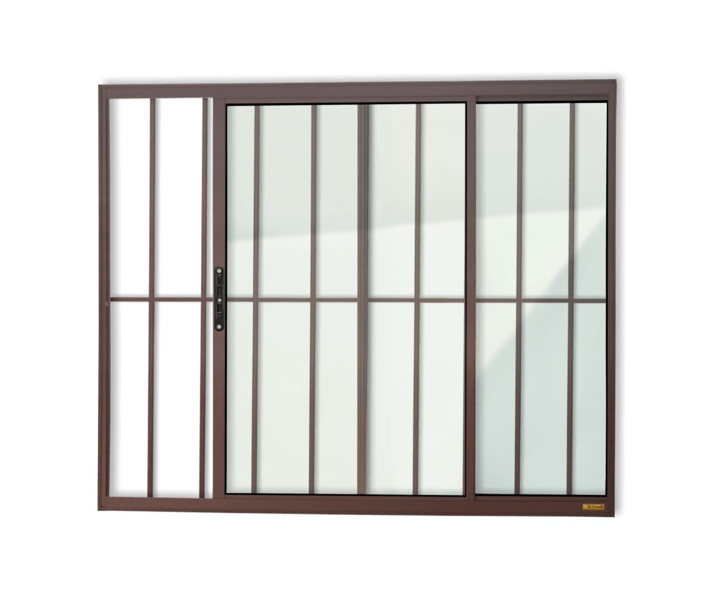 Janela de alumínio 2 Folhas com grade Corten