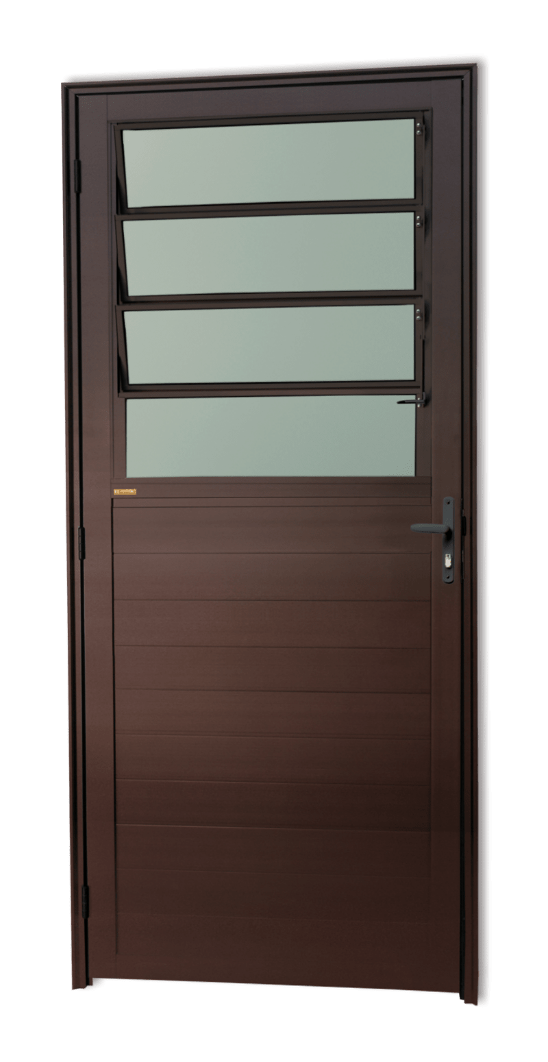 Porta de Alumínio Lambril c/basculante Linha Super-25 Corten