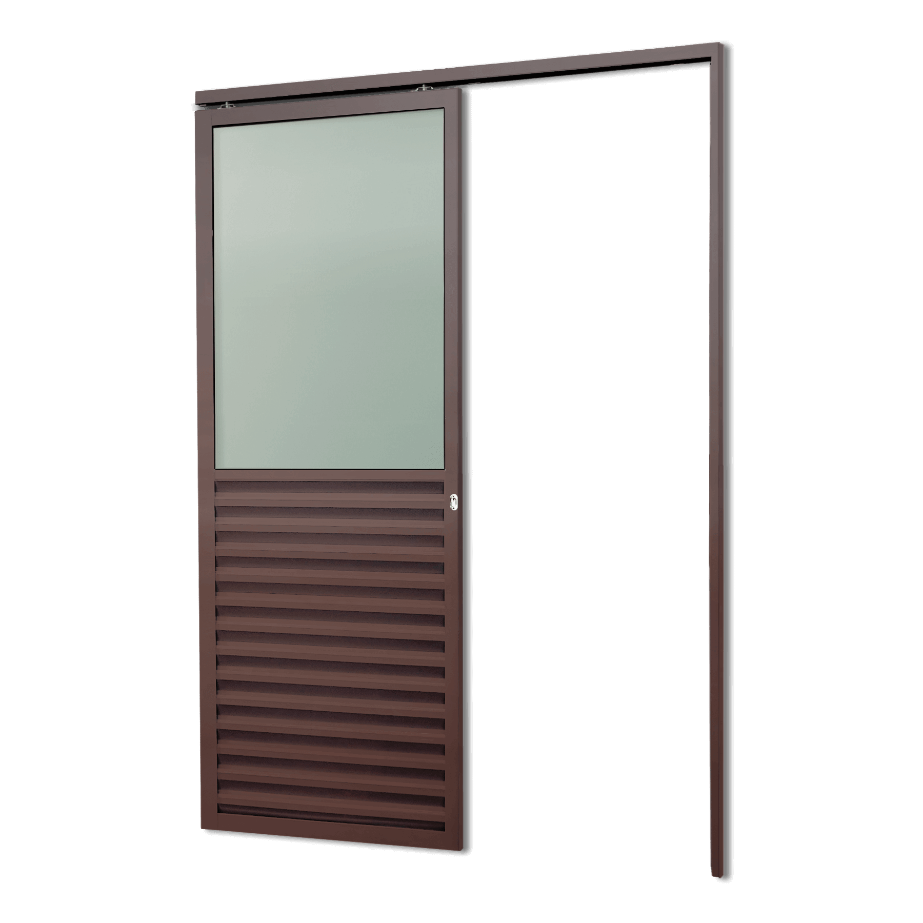 Porta de Alumínio Suspensa Meia Veneziana Linha L-25 Corten