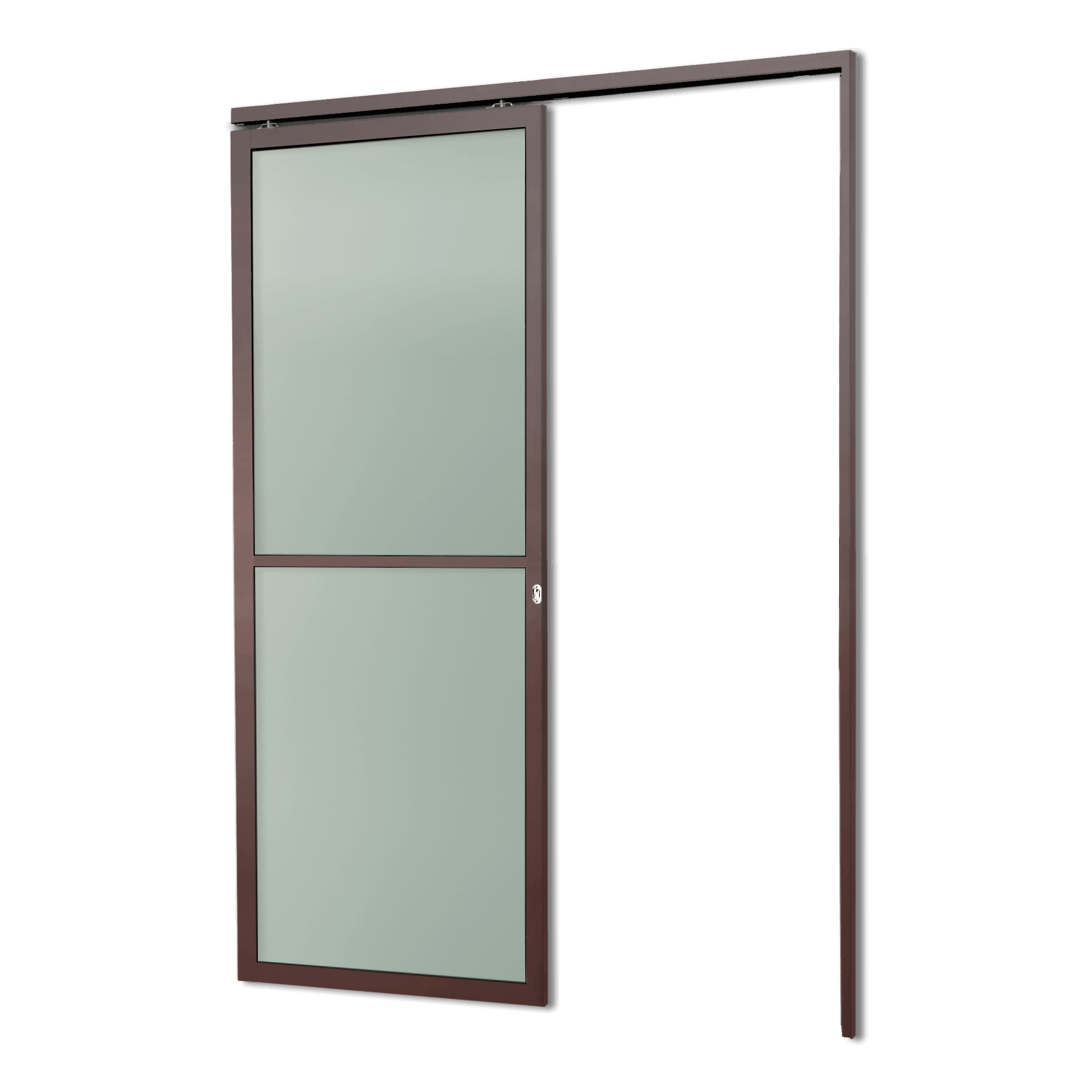 Porta de Alumínio Suspensa Vidrão Linha L-25 Corten