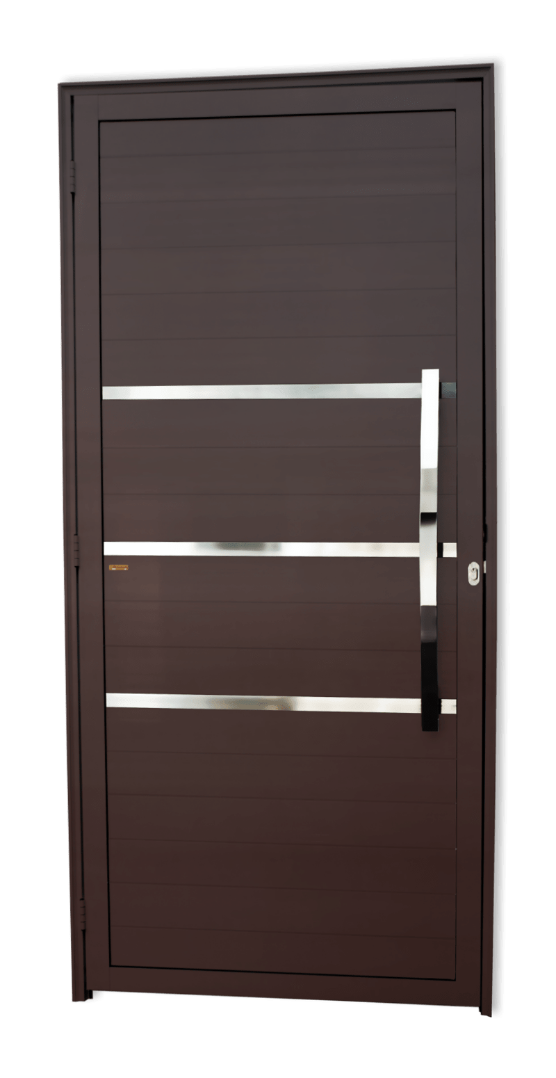 Porta de Alumínio Evolution c/Puxador Linha Super-25 Corten
