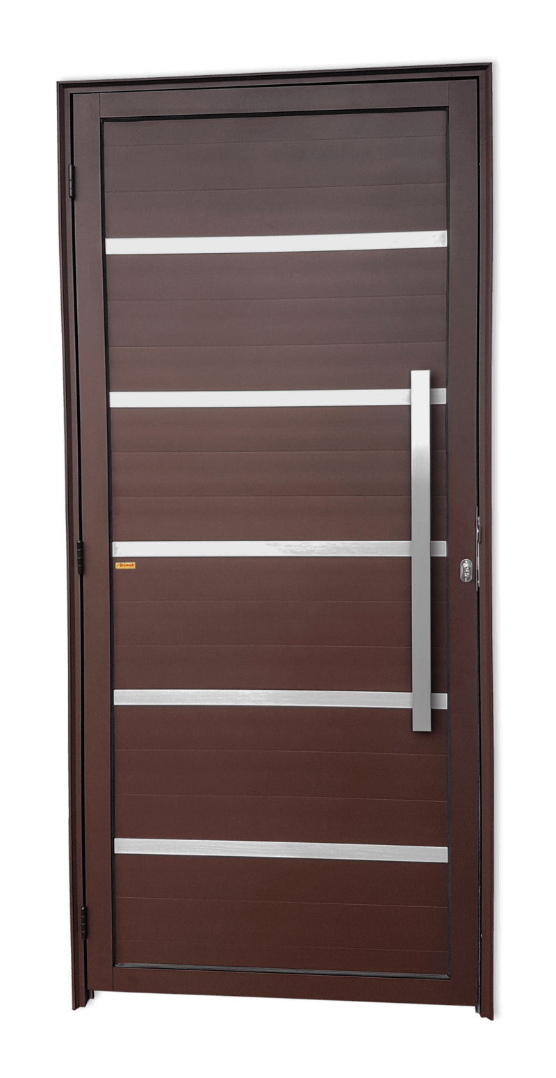 Porta de Alumínio Premium c/Puxador Linha Super-25 corten