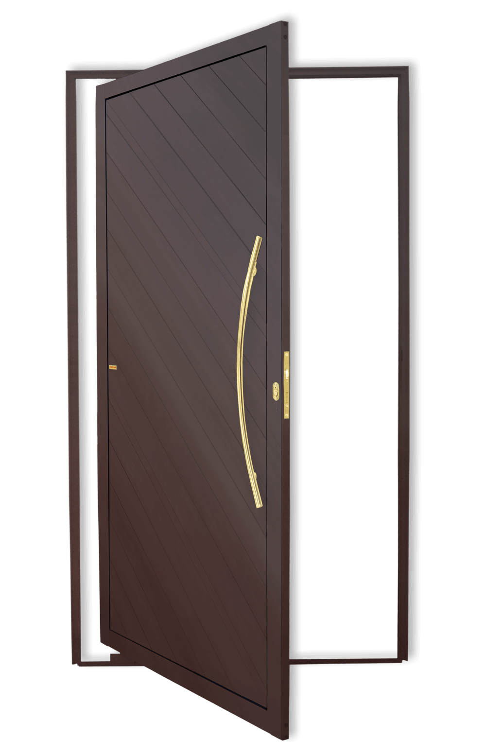 Porta Pivotante de Alumínio Savana c/Puxador Linha Super-25 Corten Dourado