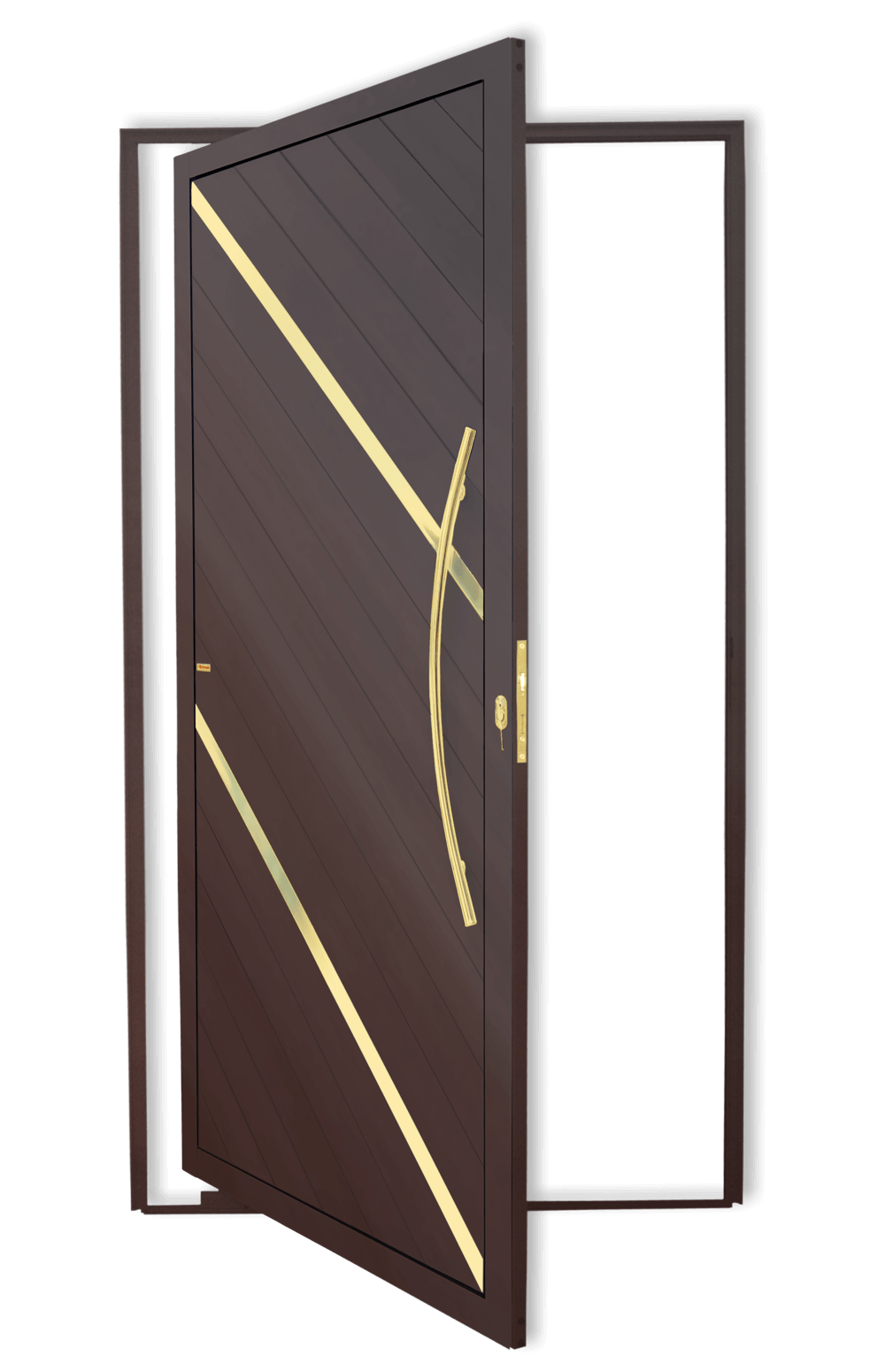 Porta Pivotante de Alumínio Duna c/Puxador Linha Super-25 Corten Dourado