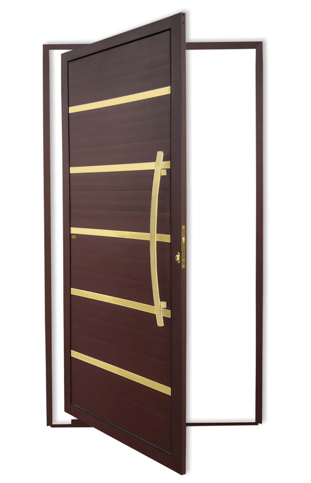 Porta Pivotante de Alumínio Premium c/Puxador Linha Super-25 Corten Dourado