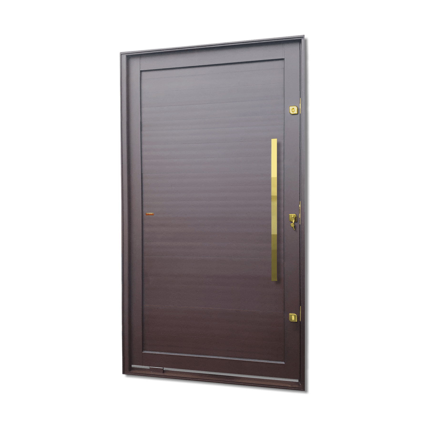 Porta Pivotante de Alumínio Lambril c/Puxador Linha Elite Corten Dourado