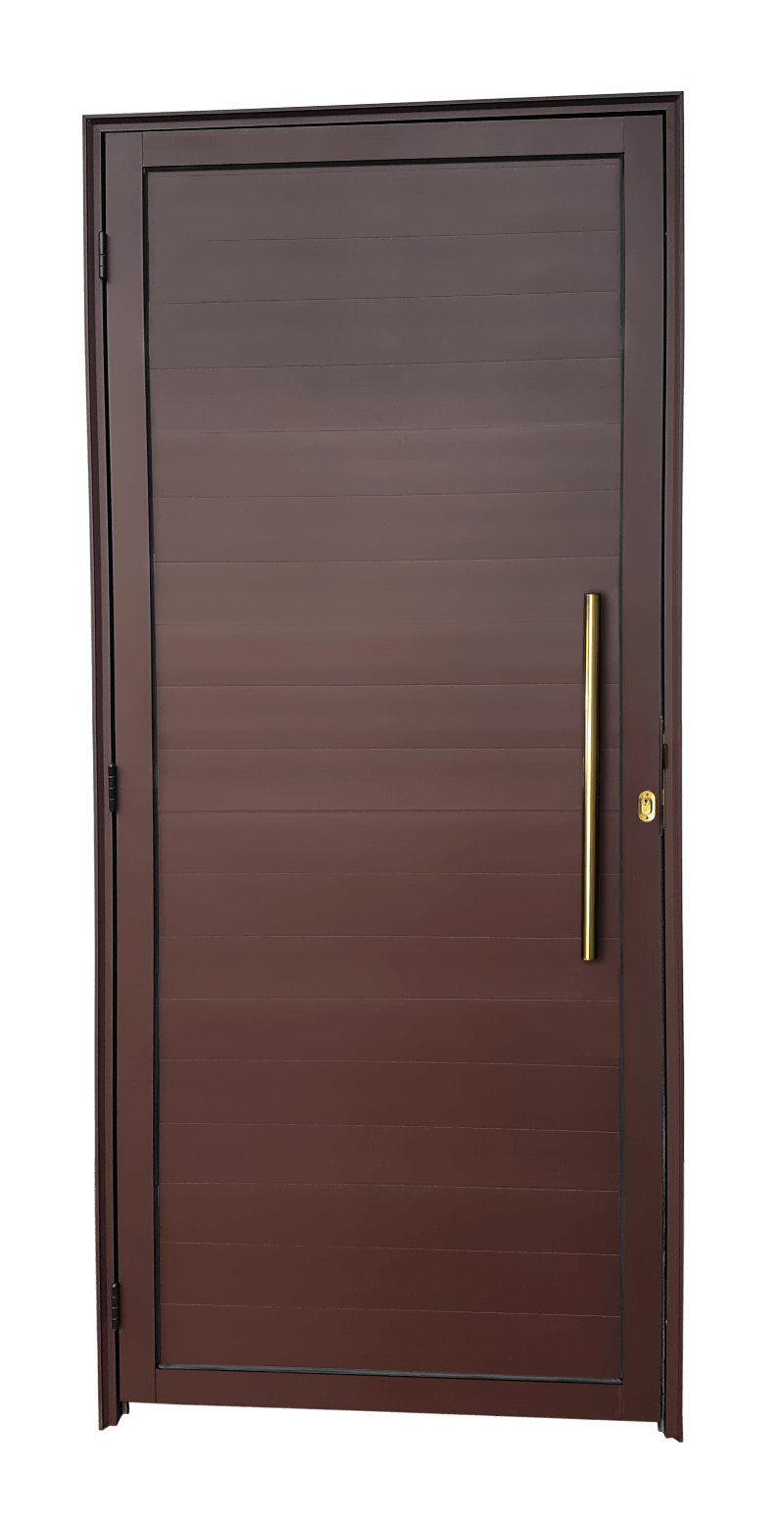 Porta de Alumínio Lambril c/Puxador Linha Super-25 corten dourado