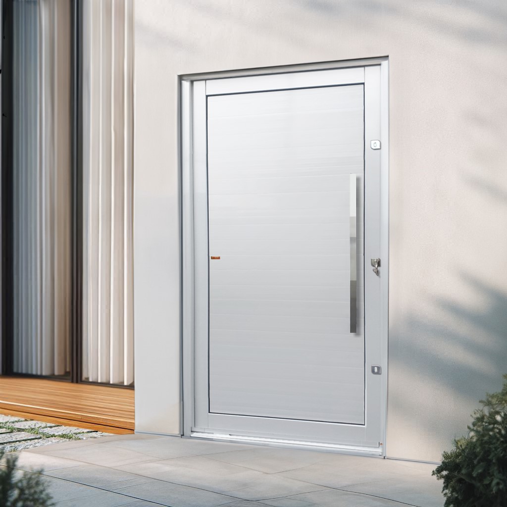 Porta Pivotante de Alumínio Lambril c/Puxador Linha Elite branco