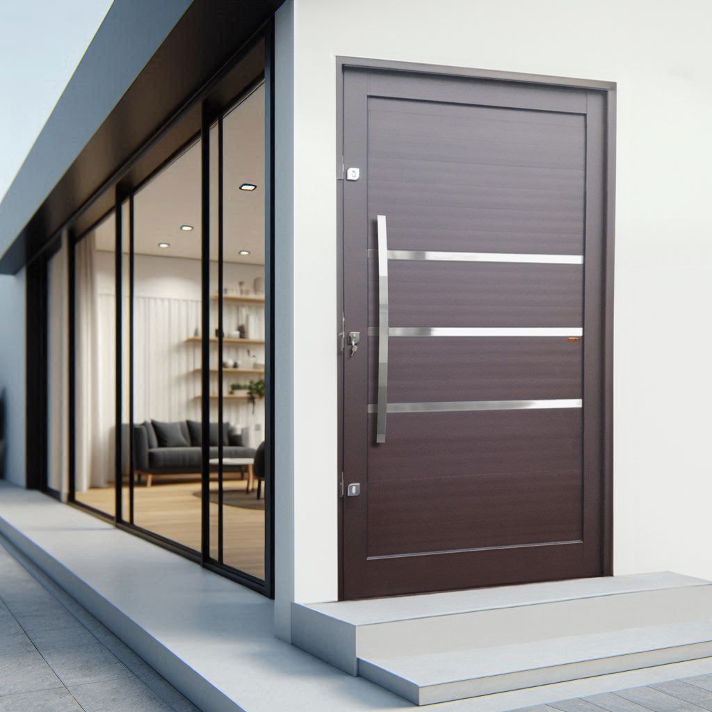 Porta Pivotante de Alumínio Evolution c/Puxador Linha Elite corten