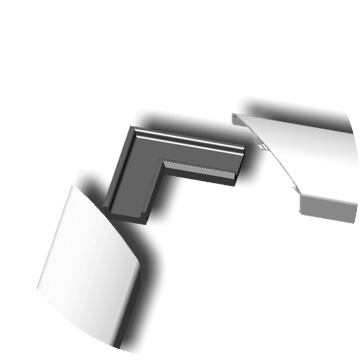 detalhe da presilha L para junção dos cantos do kit de arremates