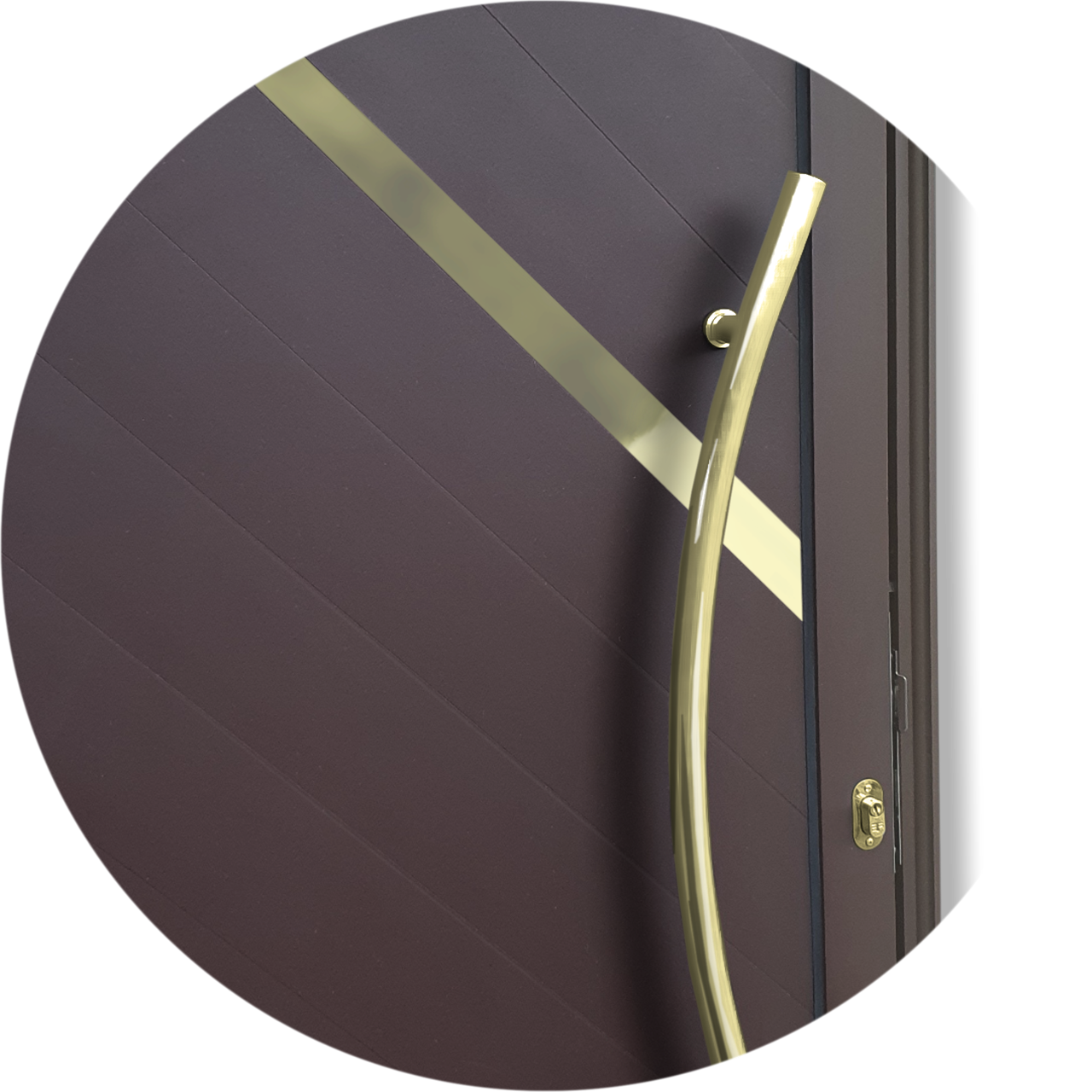 Porta Pivotante de Alumínio Oasis c/Puxador Linha Super-25 corten dourado