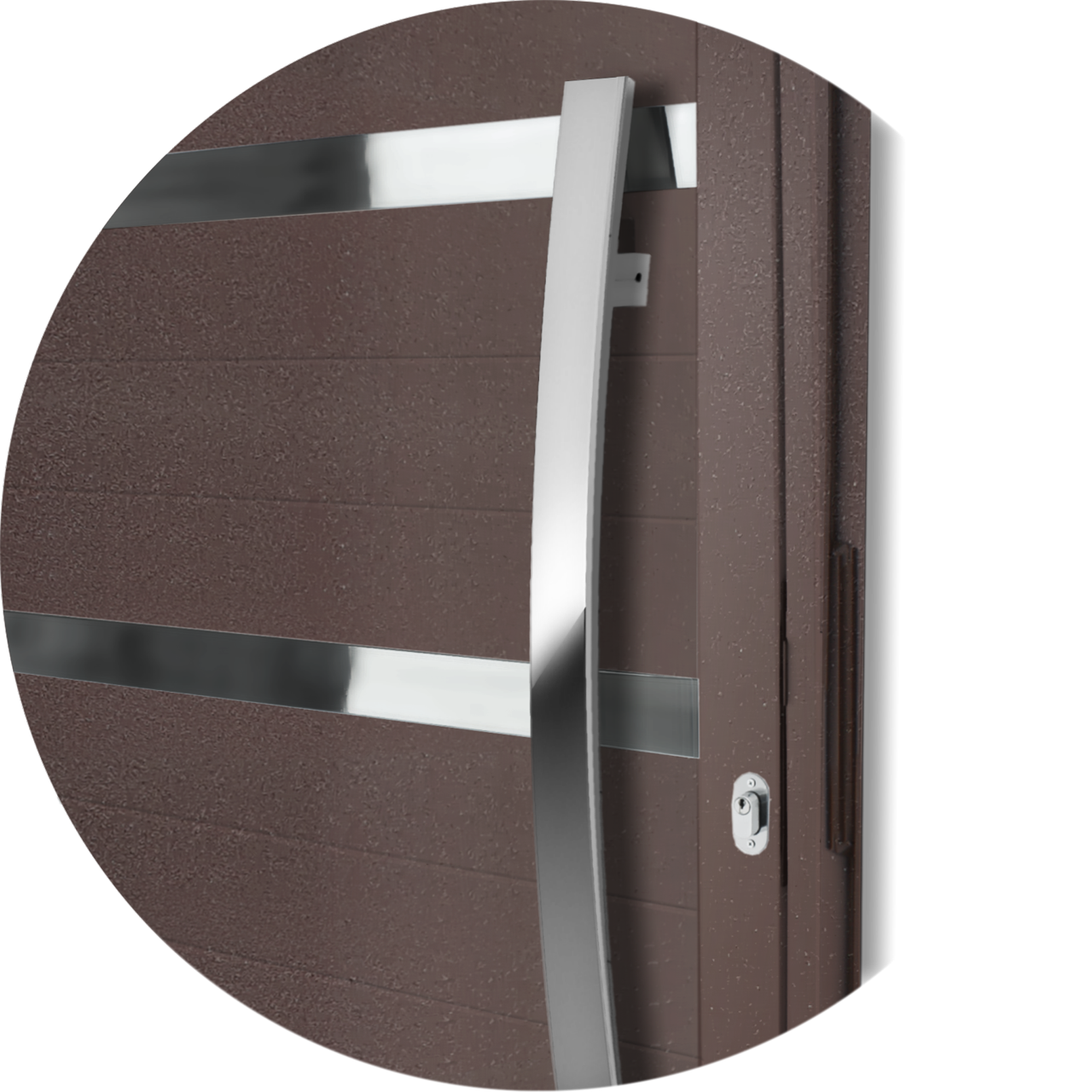 Porta de Alumínio Evolution c/Puxador Linha Super-25 corten