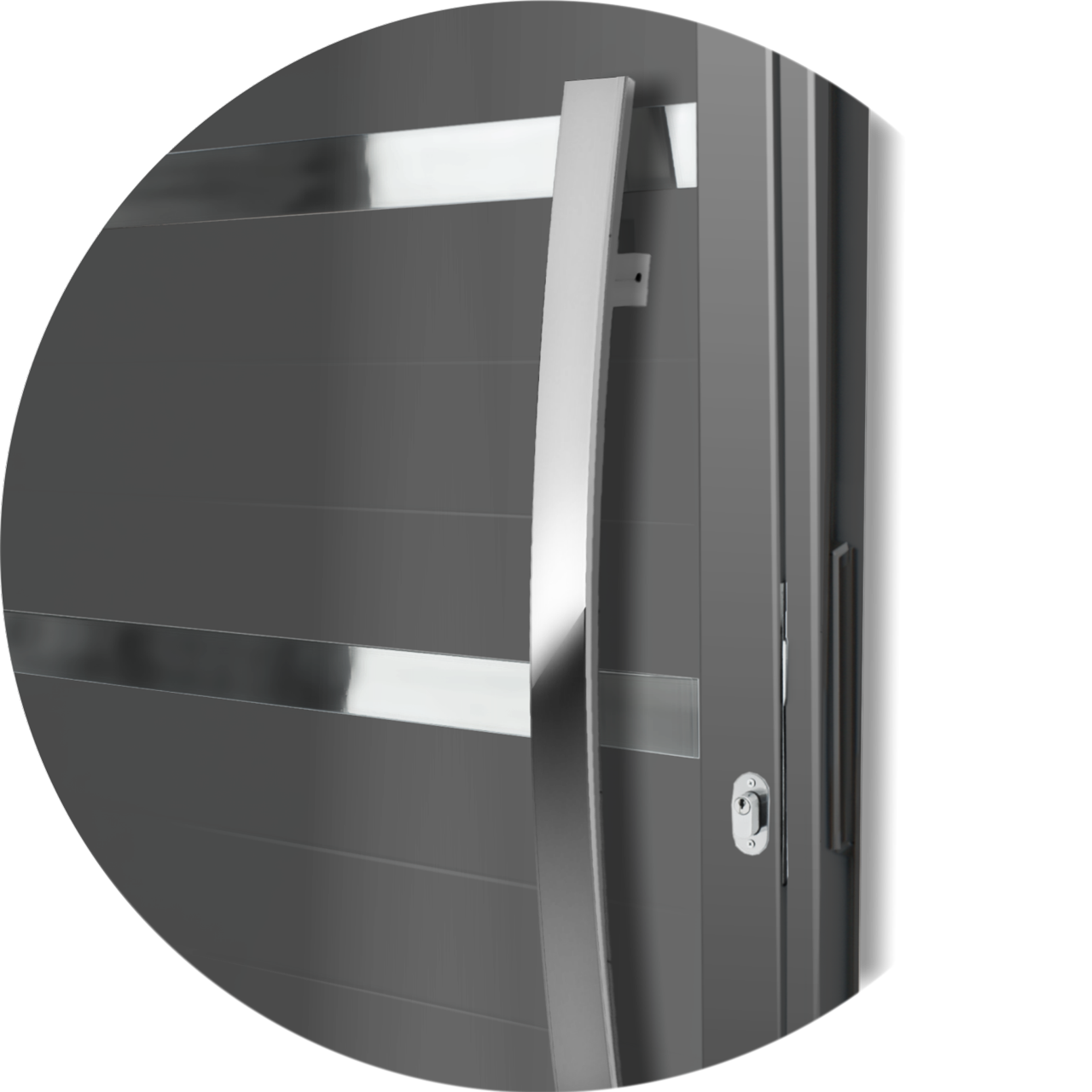 Porta de Alumínio Evolution c/Puxador Linha Super-25 cinza