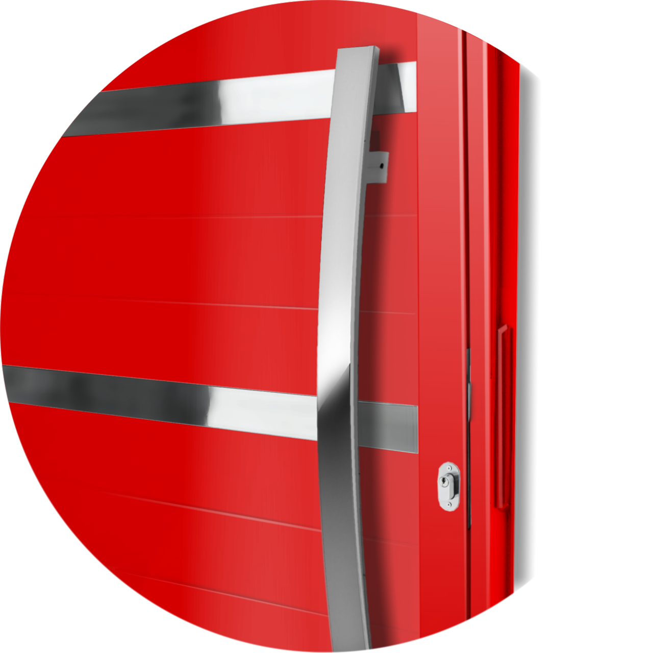 Porta de Alumínio Evolution c/Puxador Linha Super-25 vermelho