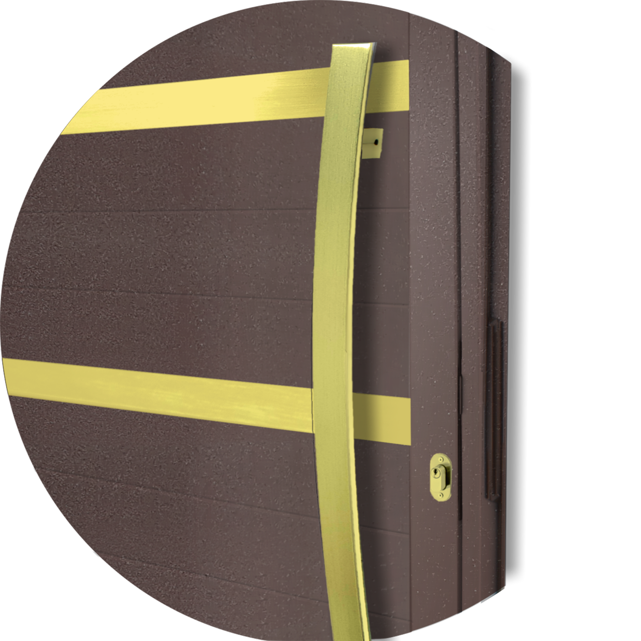 Porta de Alumínio Premium c/Puxador Linha Super-25 corten dourado