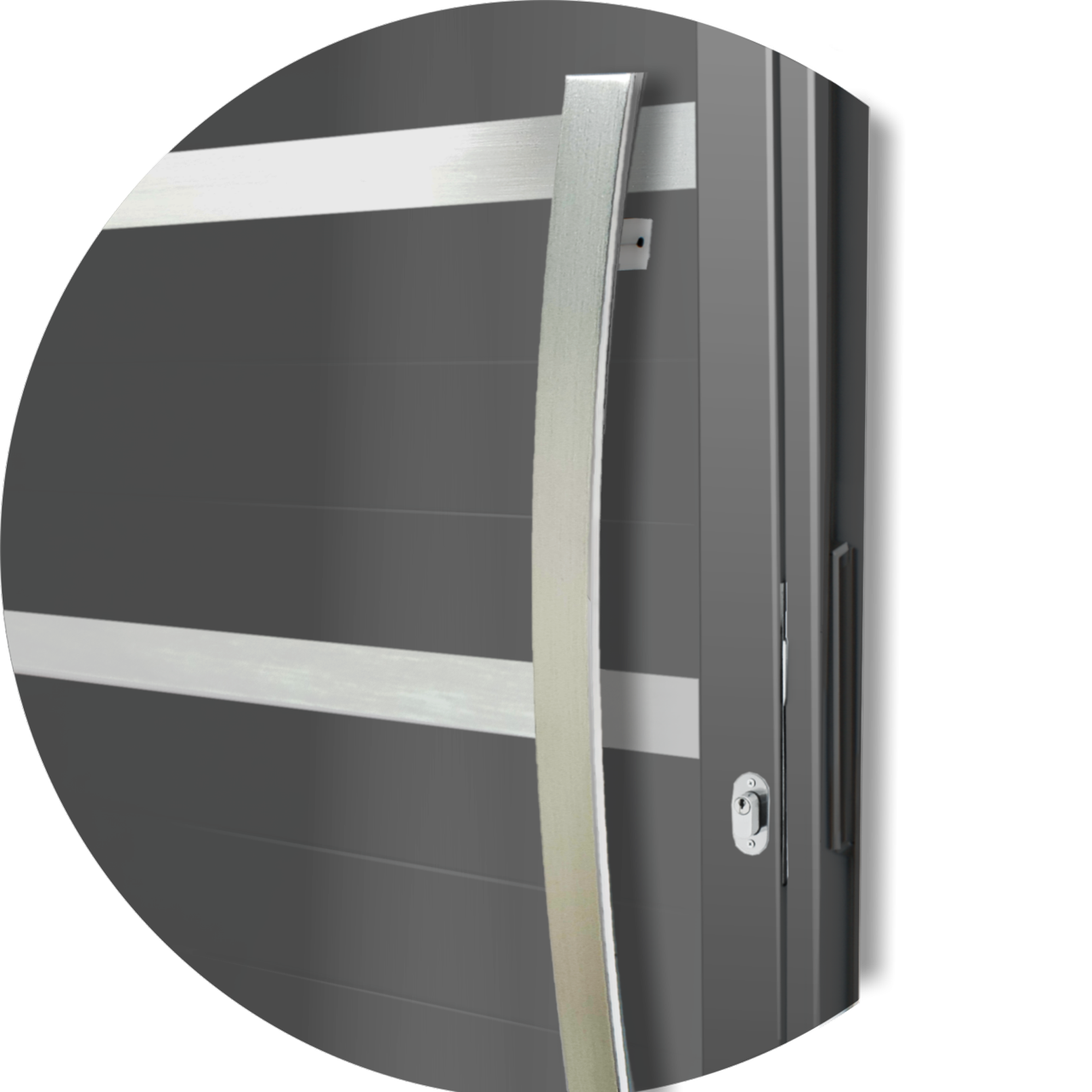Porta de Alumínio Premium c/Puxador Linha Super-25 cinza