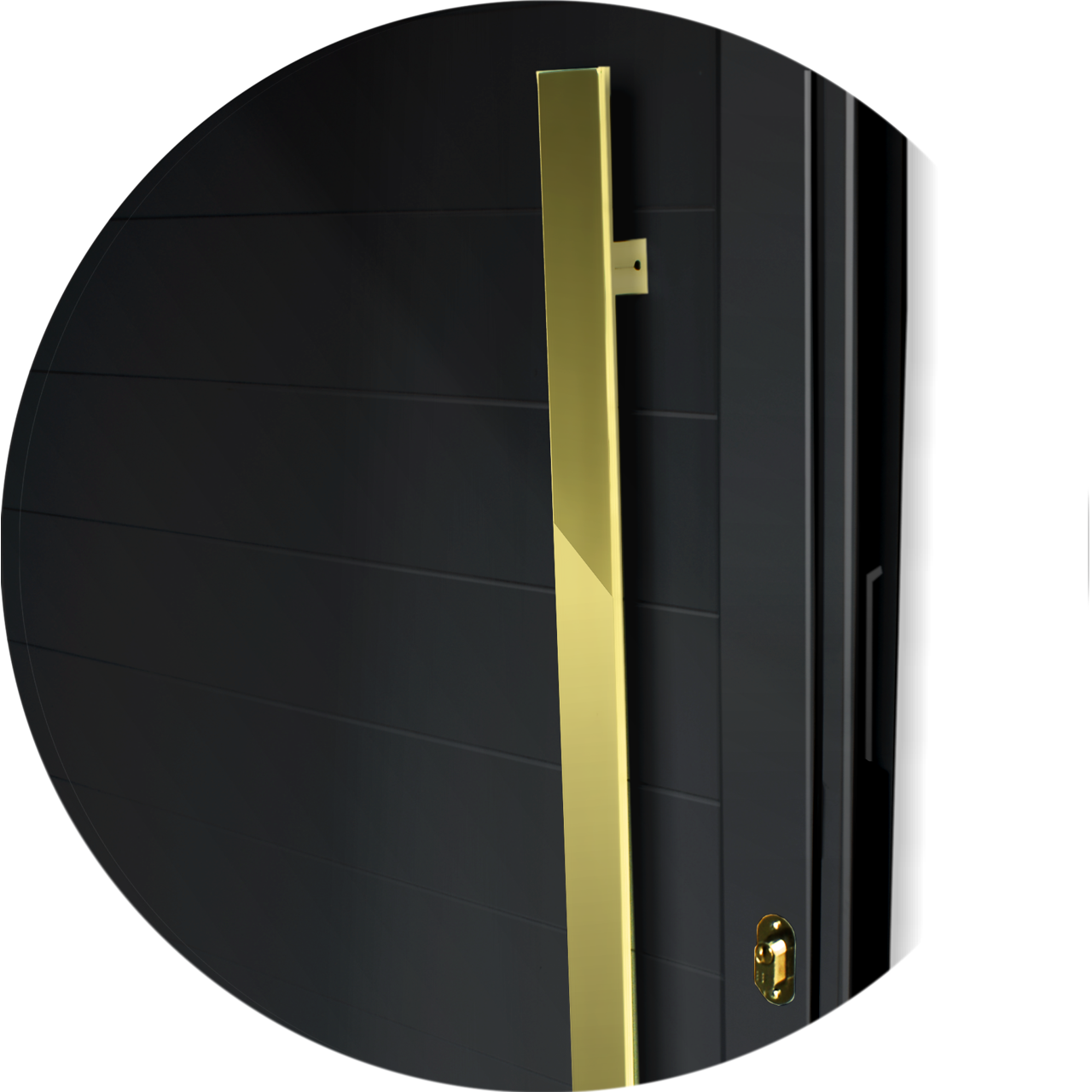 Porta Pivotante de Alumínio Visione c/Puxador Linha Super-25 preto dourado