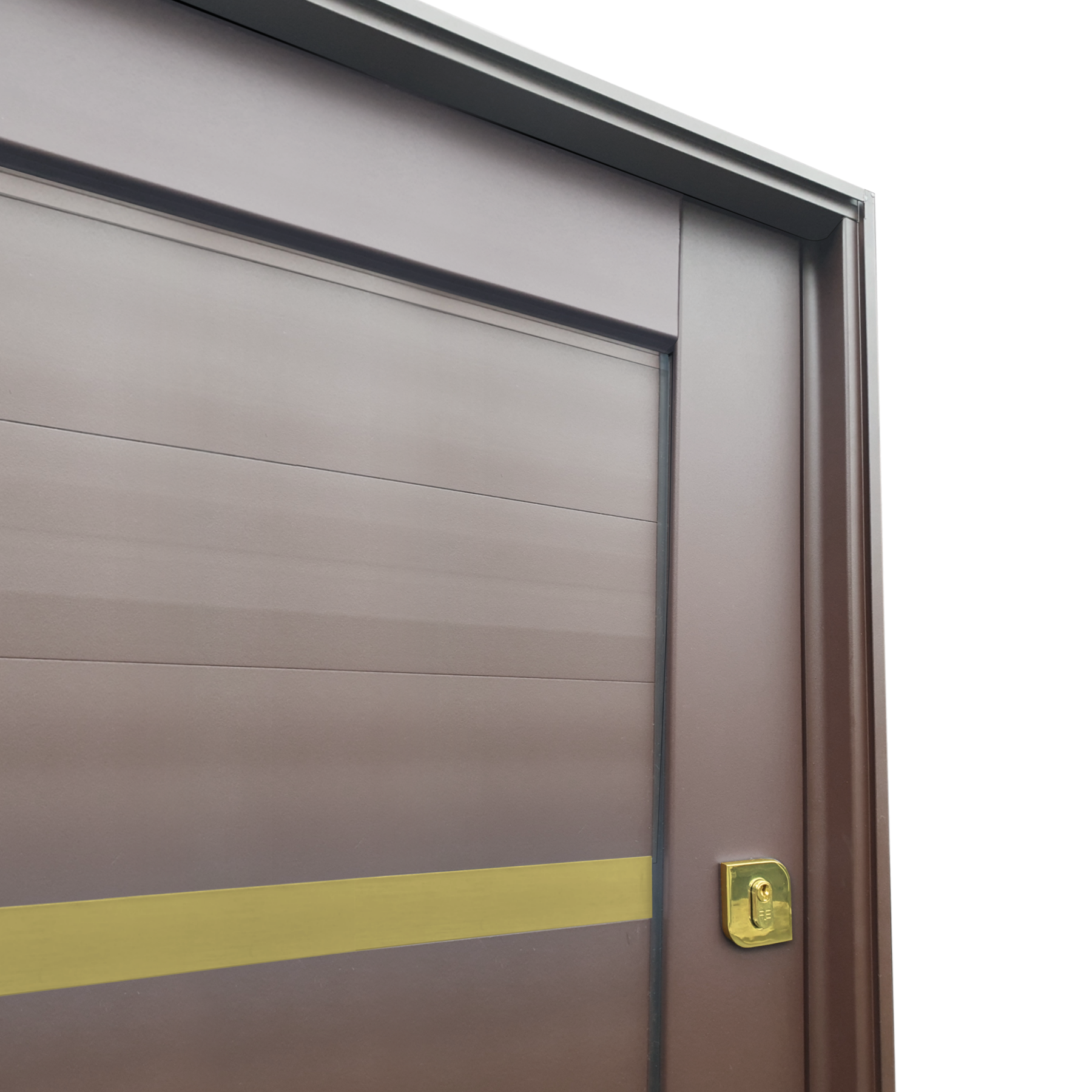 Porta Pivotante de Alumínio Miraggio c/Puxador Linha Elite corten dourado