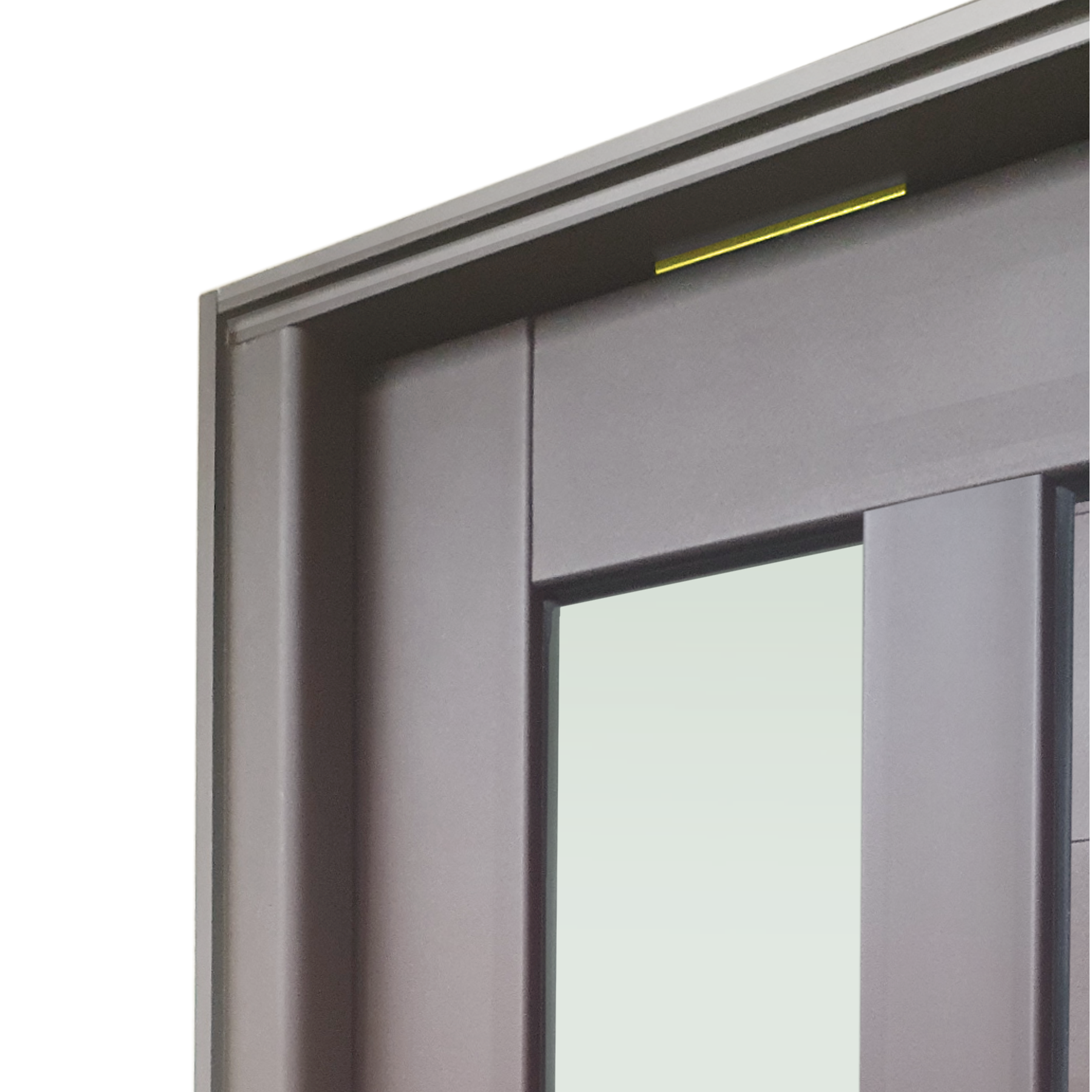 Porta Pivotante de Alumínio Miraggio c/Puxador Linha Elite corten dourado