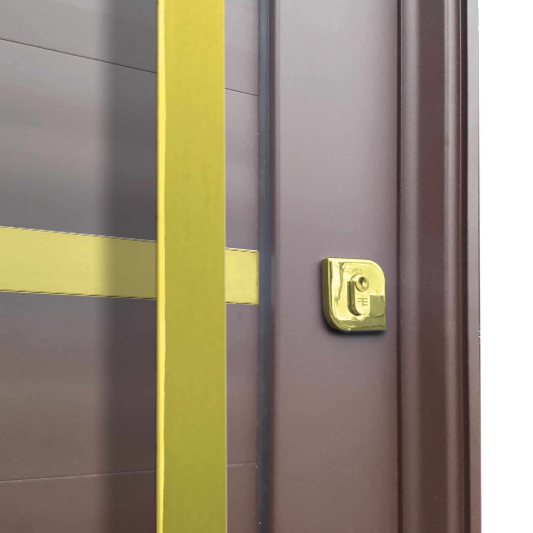 Porta Pivotante de Alumínio Miraggio c/Puxador Linha Elite corten dourado