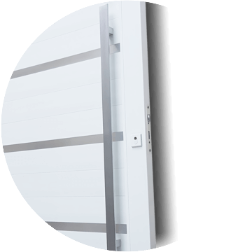 detalhe do puxador da porta pivotante miraggio PVC