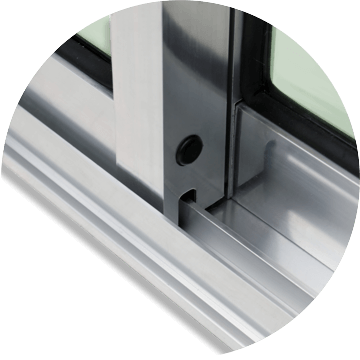 detalhe do trilho inferior das portas de correr super 25