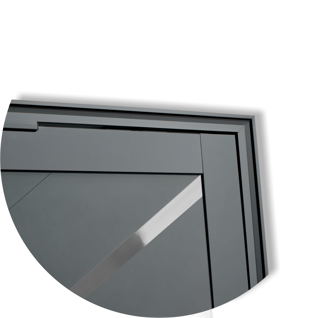 Porta Pivotante de Alumínio Duna c/Puxador Linha Super-25 cinza