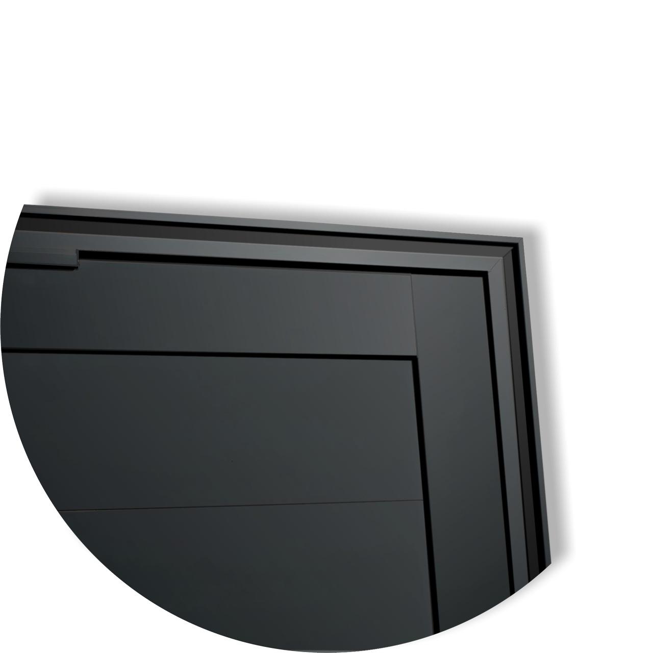 Porta Pivotante de Alumínio Visione c/Puxador Linha Super-25 preto dourado