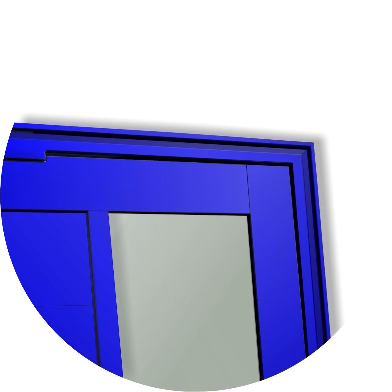 Porta Pivotante de Alumínio Miraggio c/Puxador Linha Super-25 azul
