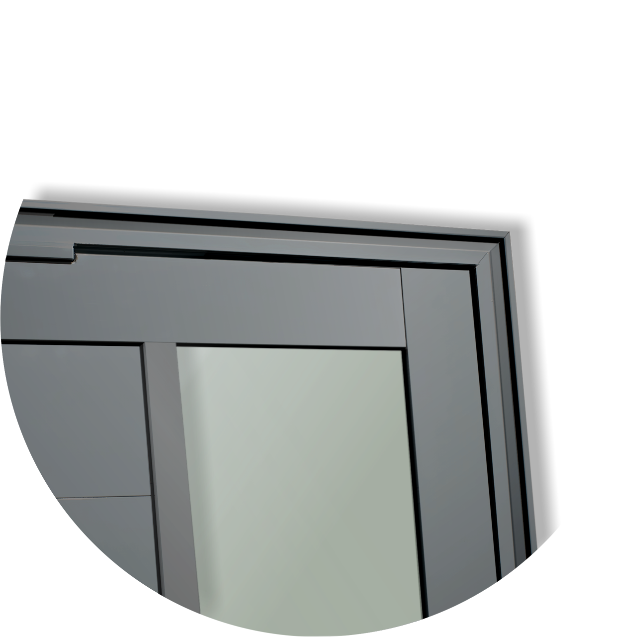 Porta Pivotante de Alumínio Visione c/Puxador Linha Super-25 cinza