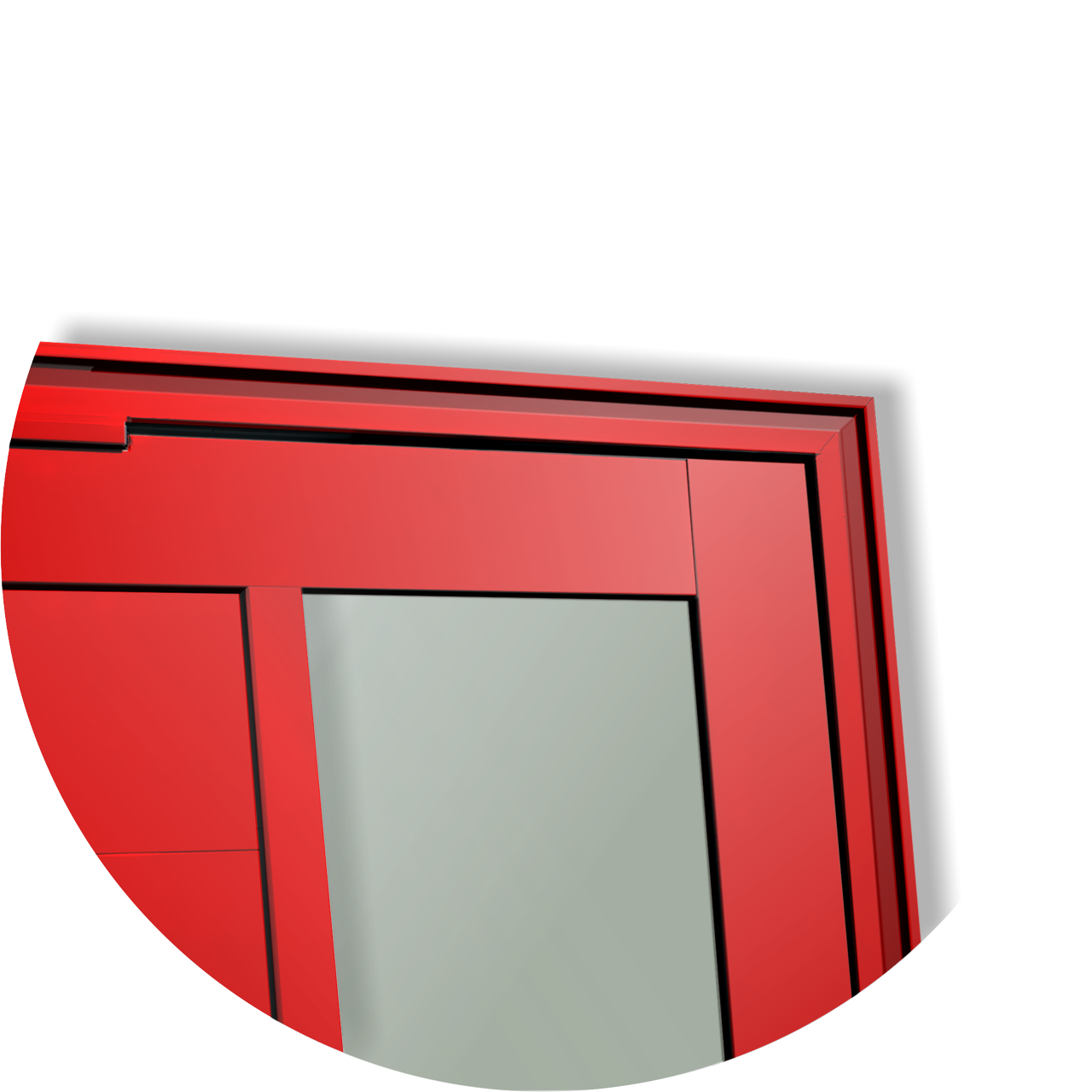 Porta Pivotante de Alumínio Miraggio c/Puxador Linha Super-25 vermelho