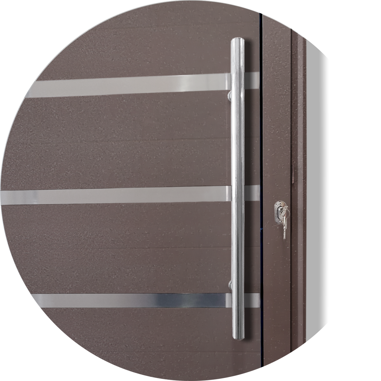 Porta de Alumínio Lambril c/Friso c/Puxador Linha Super-25 corten