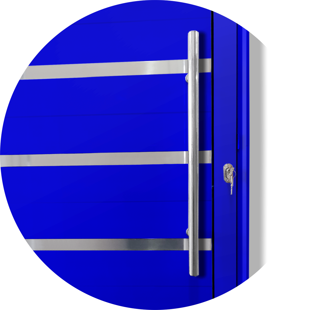 Porta de Alumínio Lambril c/Friso c/Puxador Linha Super-25 azul
