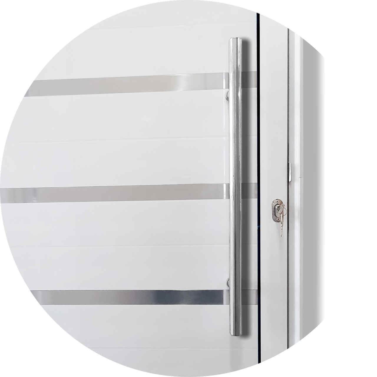 Porta de Alumínio Lambril c/Friso c/Puxador Linha Super-25 branco