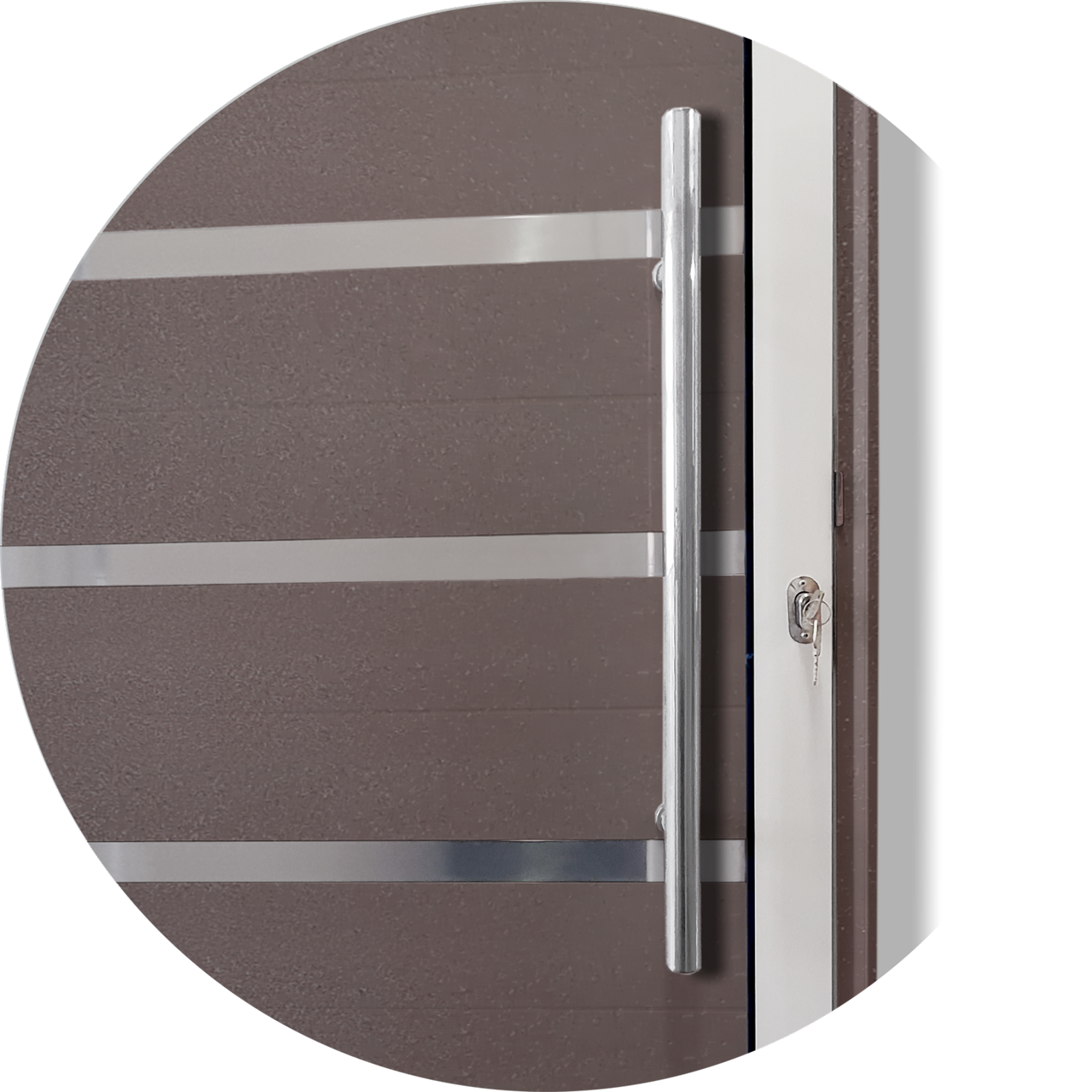 Porta de Alumínio Lambril c/Friso c/Puxador Linha Super-25 mix corten