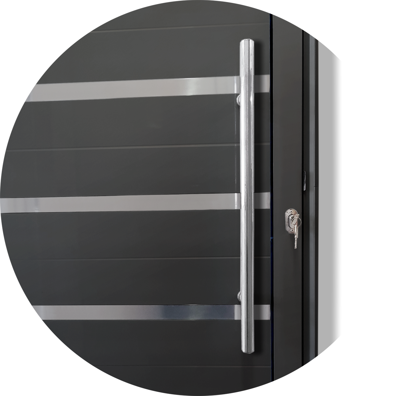 Porta de Alumínio Lambril c/Friso c/Puxador Linha Super-25 preto