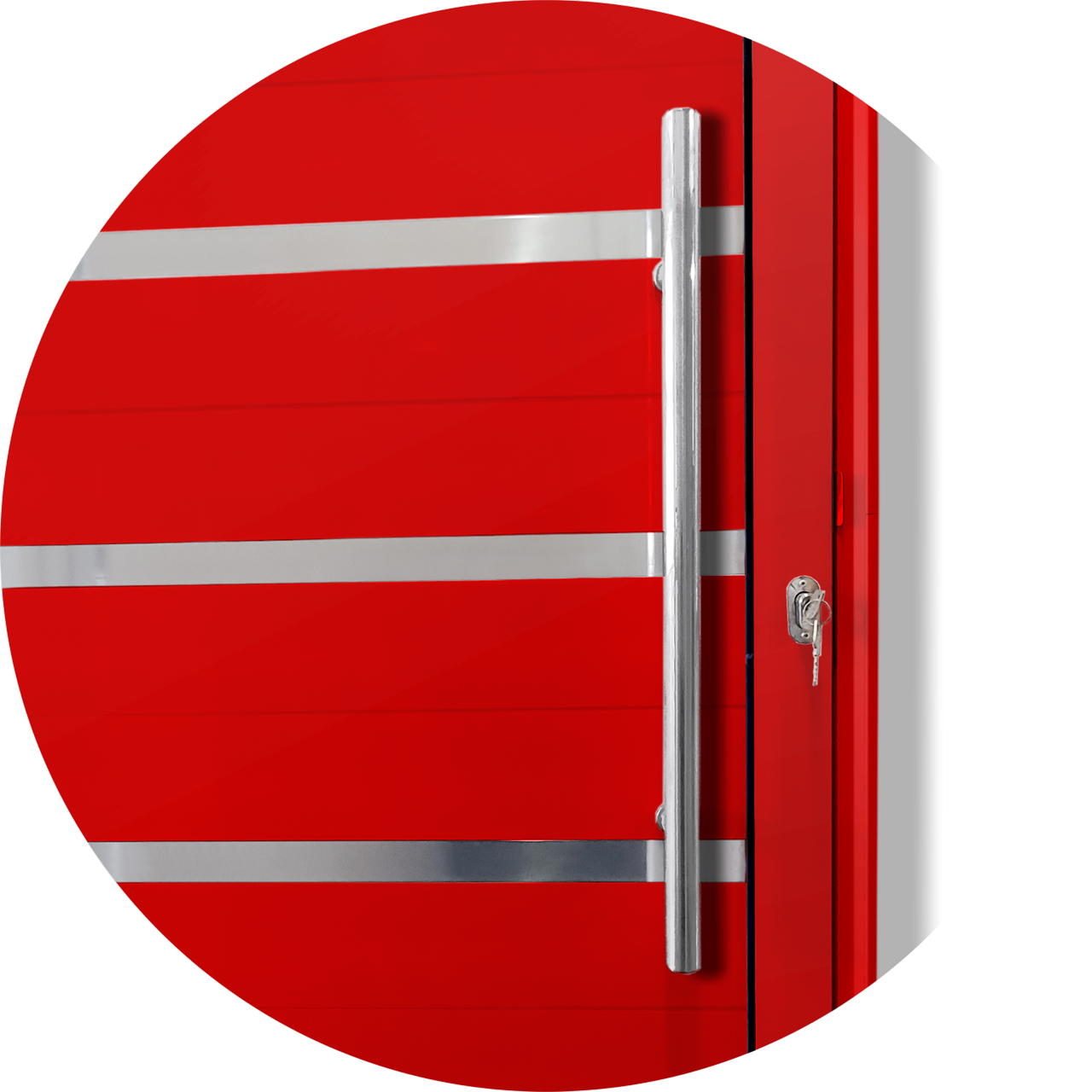 Porta de Alumínio Lambril c/Friso c/Puxador Linha Super-25 vermelho
